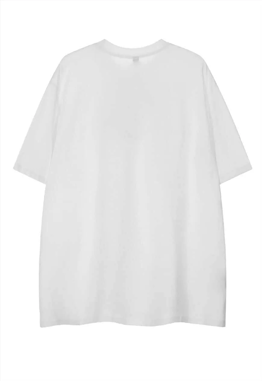Food print t-shirt Japan tee Korean graffiti retro top white