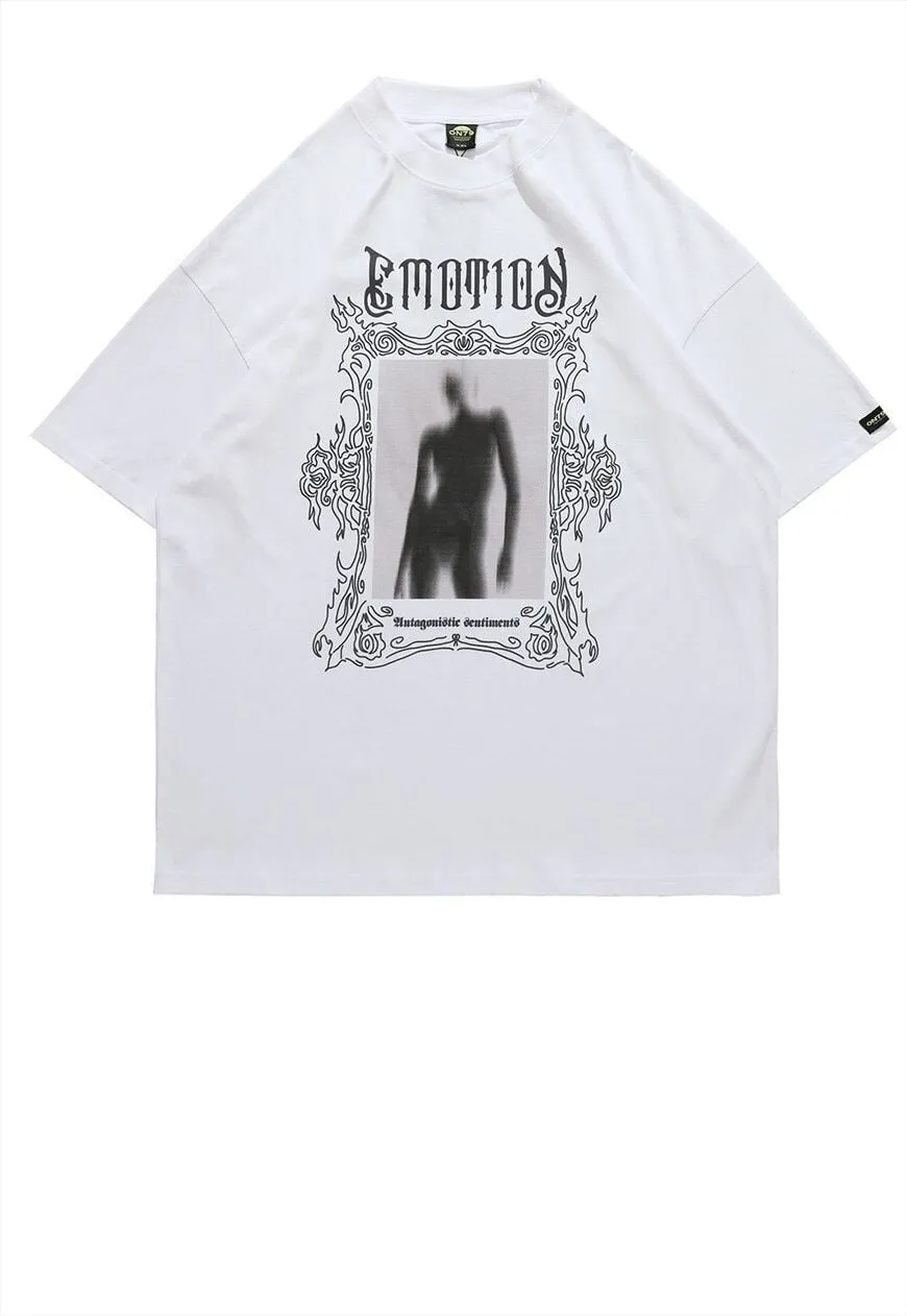 Gothic print t-shirt Slender Man top grunge tee in white