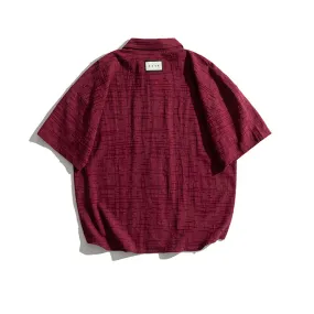 Men T-Shirt Summer Men's Lapel Shirt Casual Retro Loose Short Sleeve