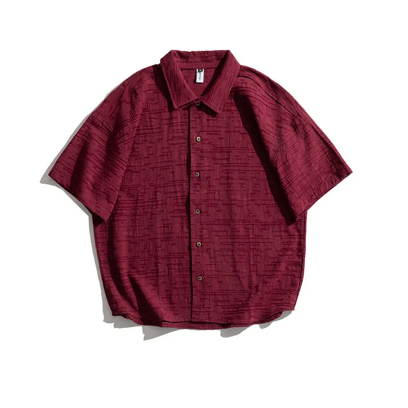 Men T-Shirt Summer Men's Lapel Shirt Casual Retro Loose Short Sleeve