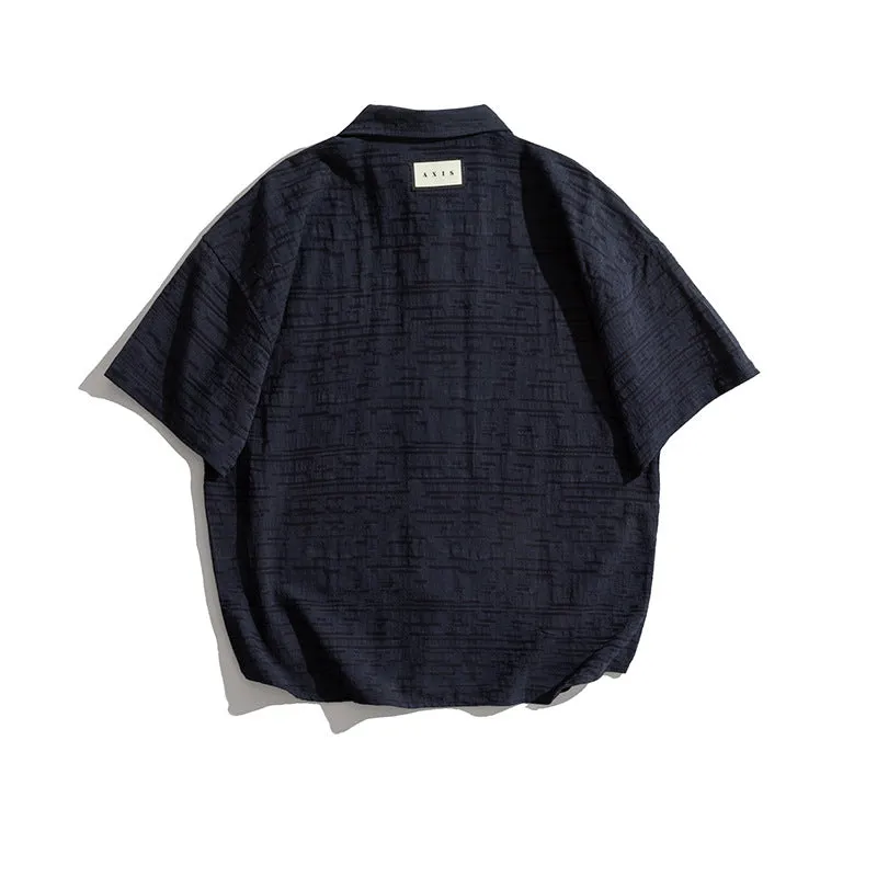 Men T-Shirt Summer Men's Lapel Shirt Casual Retro Loose Short Sleeve