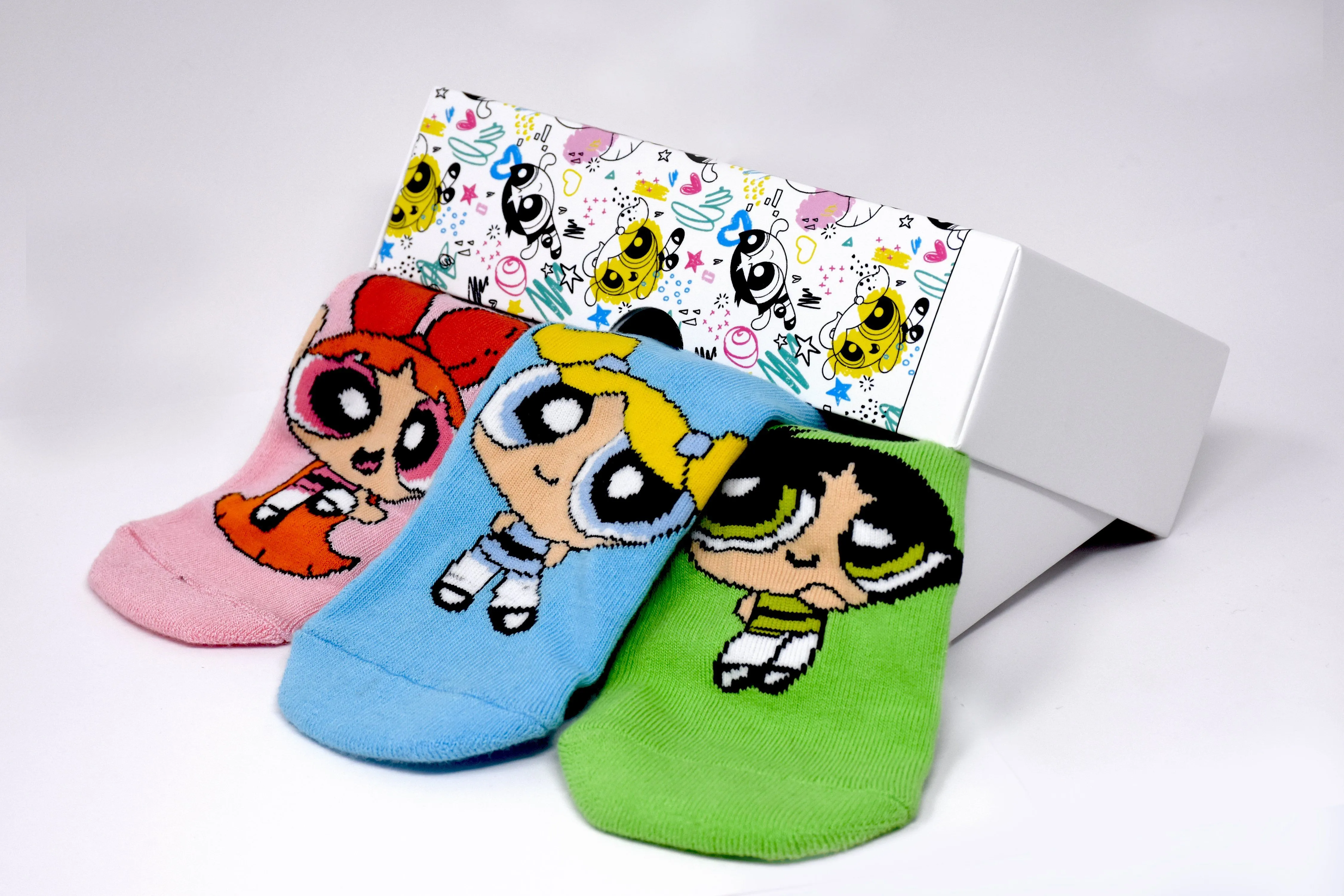 Powerpuff Girls By Balenzia Low Cut Socks for Kids (Pack of 3 Pairs/1U)(7-9 YEARS)