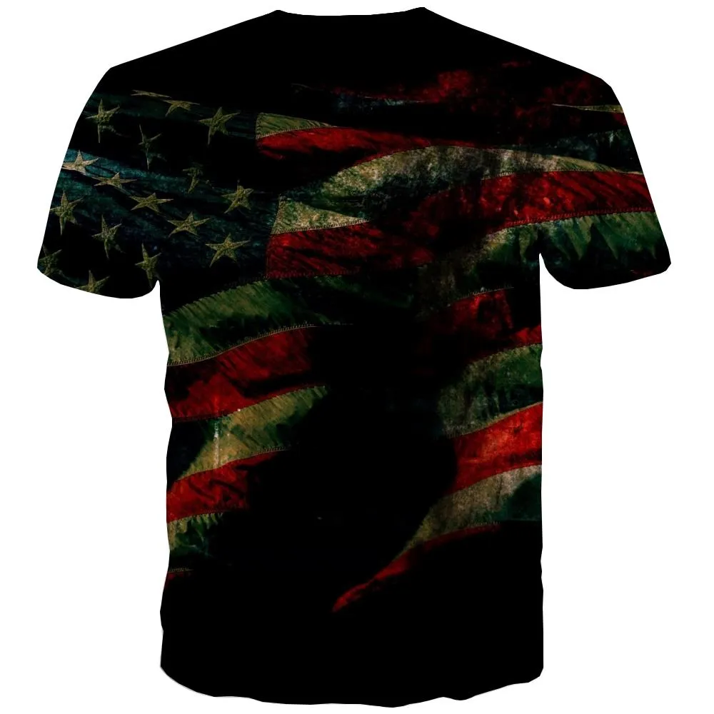 USA T-shirt Men Flag Tshirt Anime Statue Tshirts Casual Country T shirts Funny