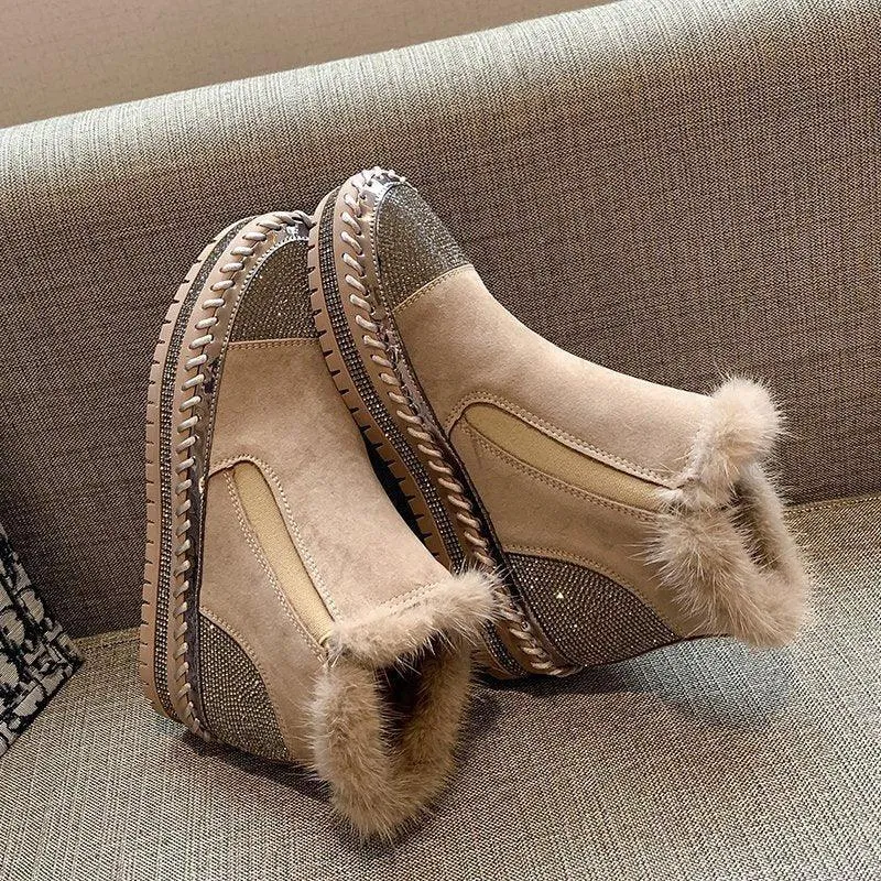 Women’s Rhinestone Ankle Boots – Platform & Casual Style