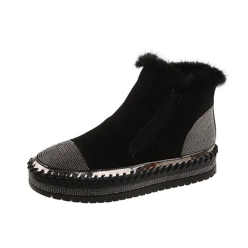 Women’s Rhinestone Ankle Boots – Platform & Casual Style
