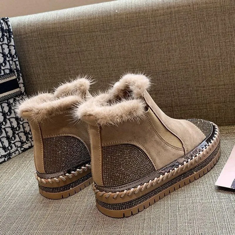 Women’s Rhinestone Ankle Boots – Platform & Casual Style