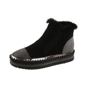 Women’s Rhinestone Ankle Boots – Platform & Casual Style
