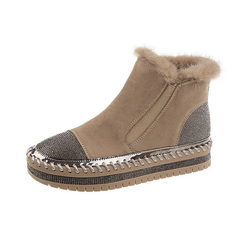 Women’s Rhinestone Ankle Boots – Platform & Casual Style