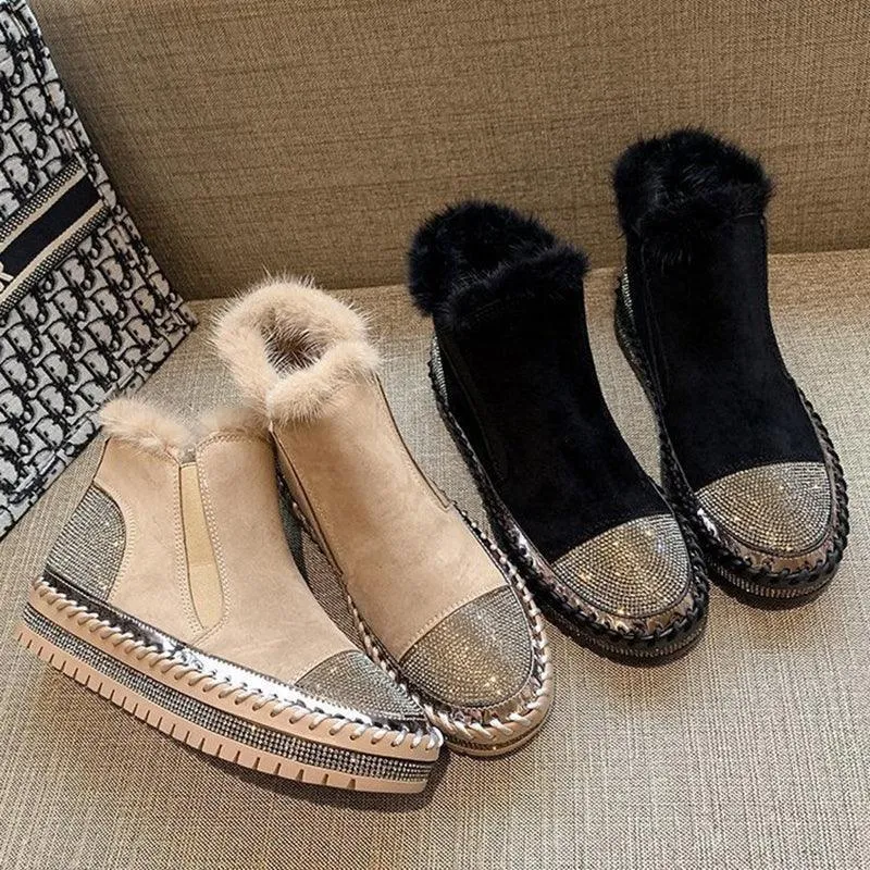 Women’s Rhinestone Ankle Boots – Platform & Casual Style